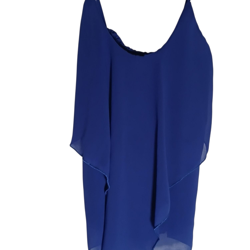 Strappy Asymmetrical Blue Blouse